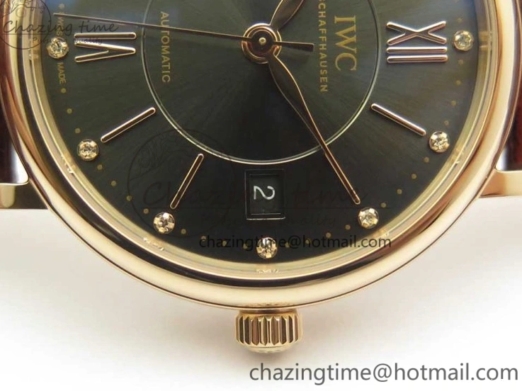 MIROTIME 0428 SportInspired Portofino IW458101 RG MK 1:1 Best Edition Gray Dial On Brown Leather Strap MIYOTA 7165